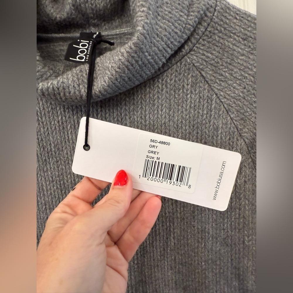 NEW Bobi Funnel Neck Raglan With Pocket Sweater - Picture 5 of 10